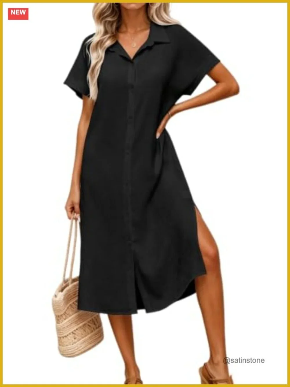 Button Down Short Sleeve Swimsuit Coverup Dress